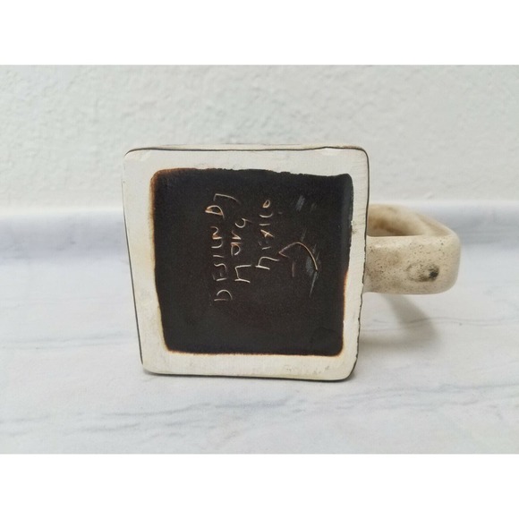 Mara Stoneware 12-Ounce Mug Brown/Tan Petroglyph Figure-Square Base - Picture 8 of 10